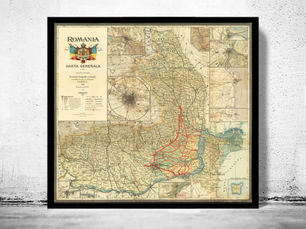 Old Map of Romania 1911 Vintage Map | Vintage Poster Wall Art Print | Wall Map Print | Old Map Print | Map Gift | Anniversary gift