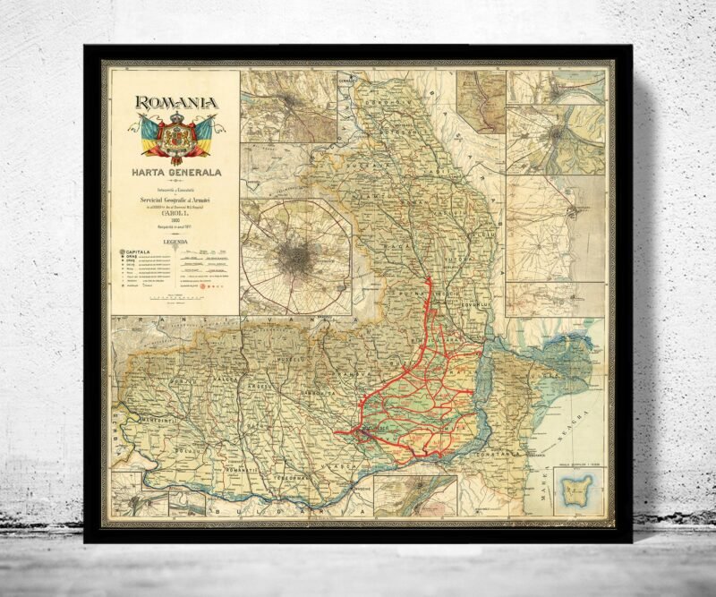 Old Map of Romania 1911 Vintage Map | Vintage Poster Wall Art Print | Wall Map Print | Old Map Print | Map Gift | Anniversary gift