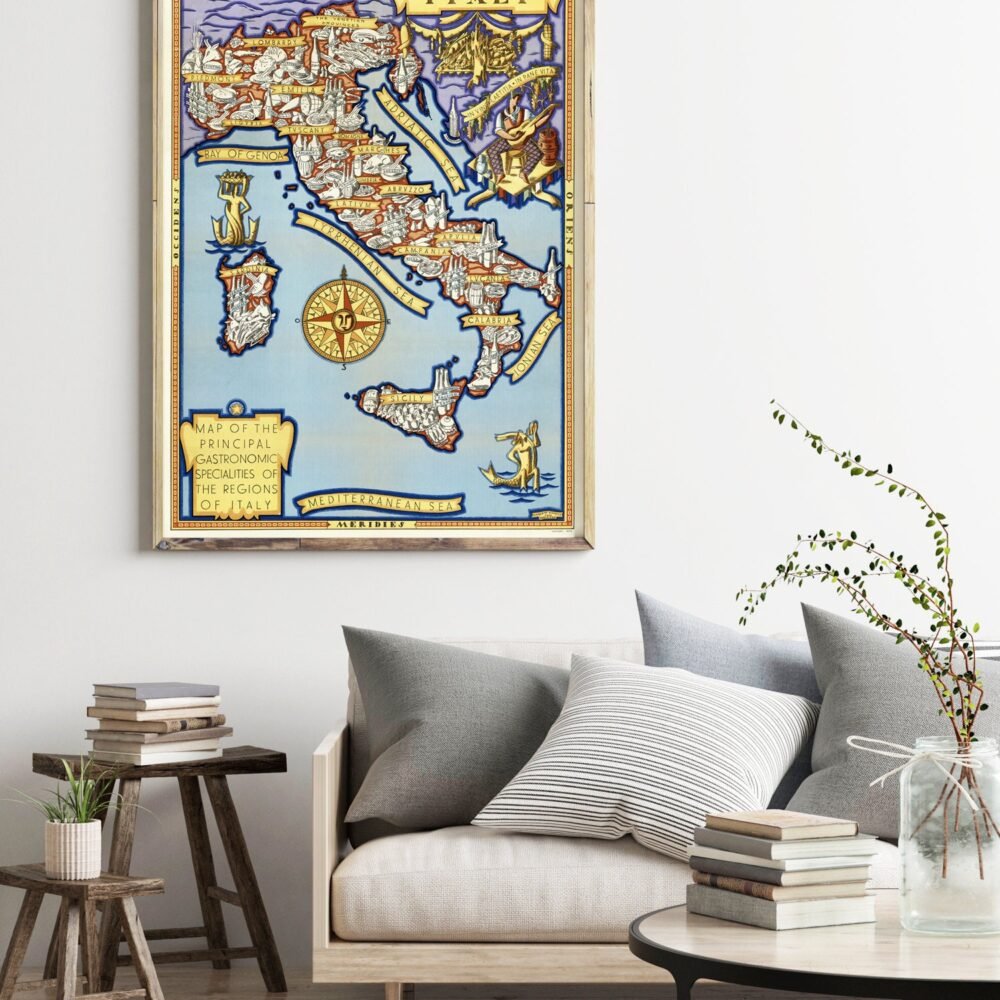 Old Map of Italy Gastronomy Map 1931 Vintage Map | Vintage Poster Wall Art Print | Wall Map Print | Old Map Print | Map Gift