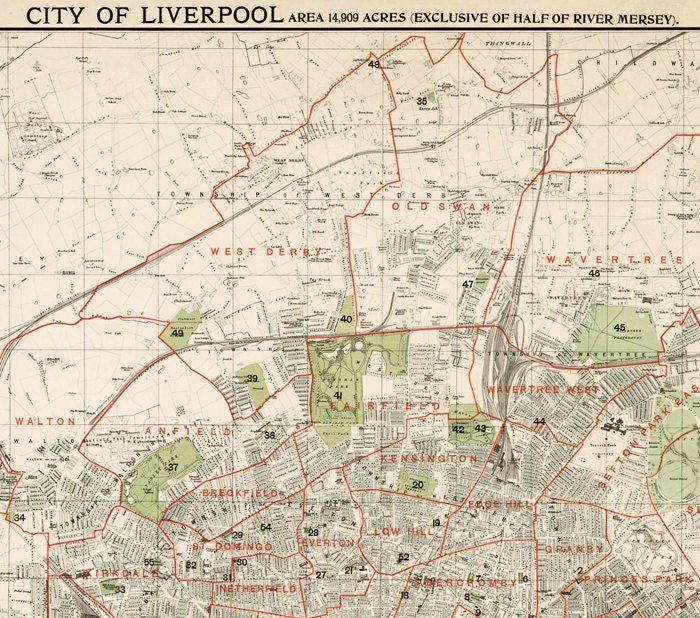 Old Map of Liverpool England 1900 Vintage Map | Vintage Poster Wall Art Print | Wall Map Print | Old Map Print | Map Gift| Housewarming Gift