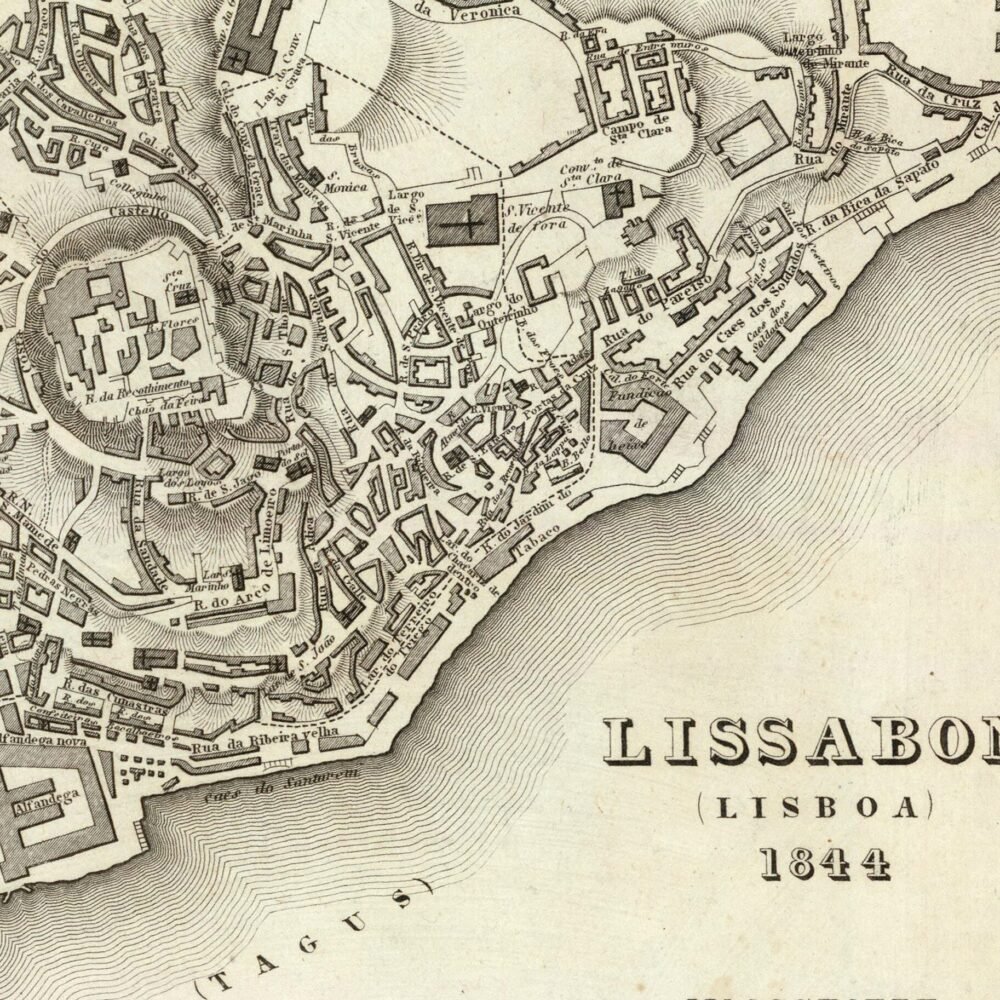 Old Map of Lisbon Portugal 1844 Vintage Map Mapa de Lisboa | Vintage Poster Wall Art Print | Wall Map Print | Old Map Print | Map Gift