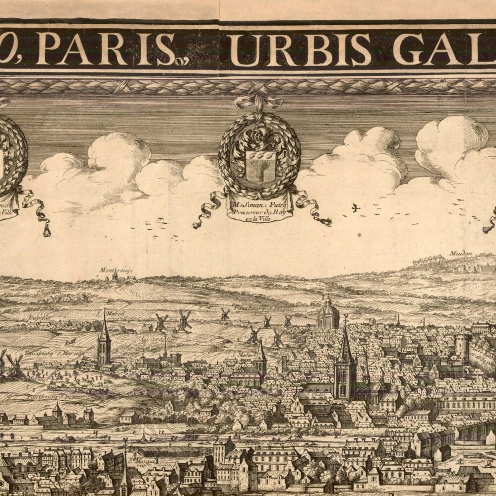 Beautiful Panoramic View of Paris 1669 France Vintage Gravure of Paris | Vintage Poster Wall Art Print | Wall Map Print | Old Map Print