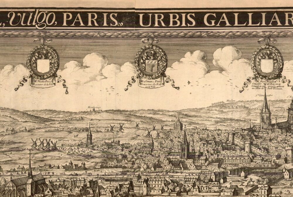 Beautiful Panoramic View of Paris 1669 France Vintage Gravure of Paris | Vintage Poster Wall Art Print | Wall Map Print | Old Map Print