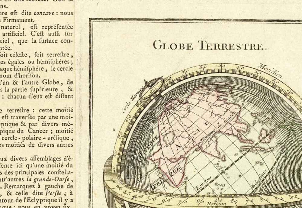 Beautiful Old Map of The World 1770 Earth Globe Celestial Globe | Vintage World Map Wall Map Print | World Map Wall Art | Map Gift