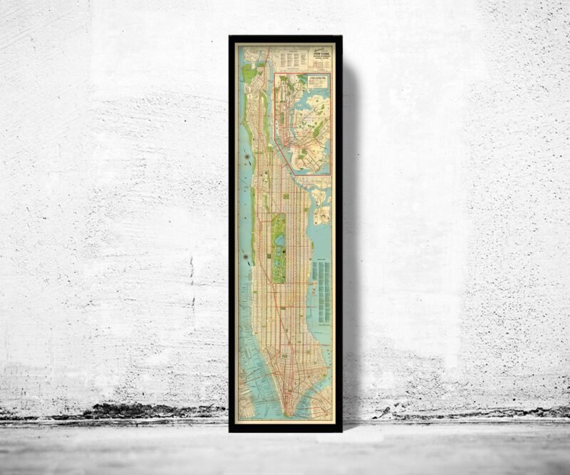 Old Map of New York Subway 1920 Underground New York Map Vintage Map | Vintage Poster Wall Art Print | Wall Map Print | Old Map Print