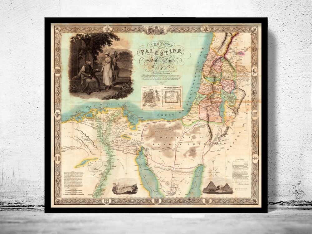 Beautiful Old Map of Palestine with part of Egypt 1835 Vintage Map | Vintage Poster Wall Art Print | | Map Gift | Anniversary gift