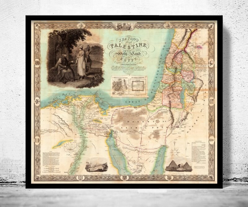 Beautiful Old Map of Palestine with part of Egypt 1835 Vintage Map | Vintage Poster Wall Art Print | | Map Gift | Anniversary gift