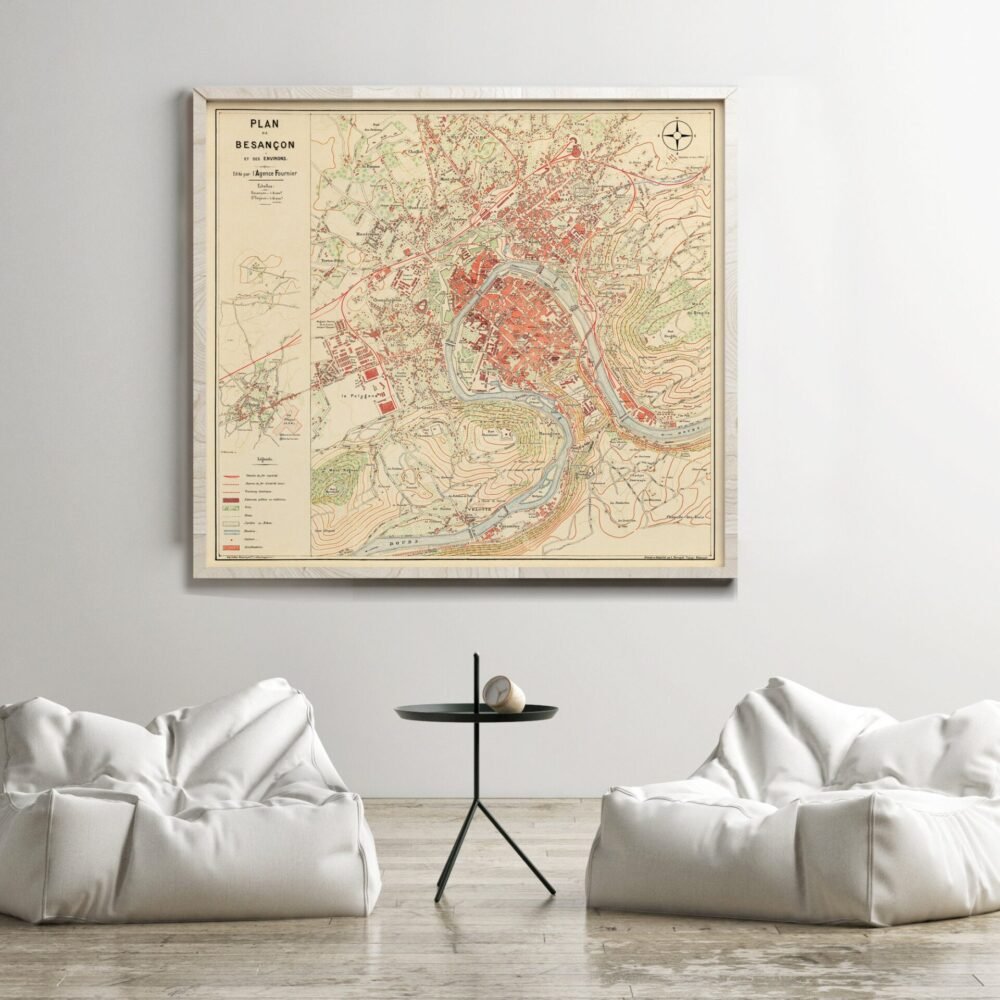 Old Map of Besançon France 1930 Vintage Map | Vintage Poster Wall Art Print | Wall Map Print | Old Map Print | Map Gift | Anniversary gift