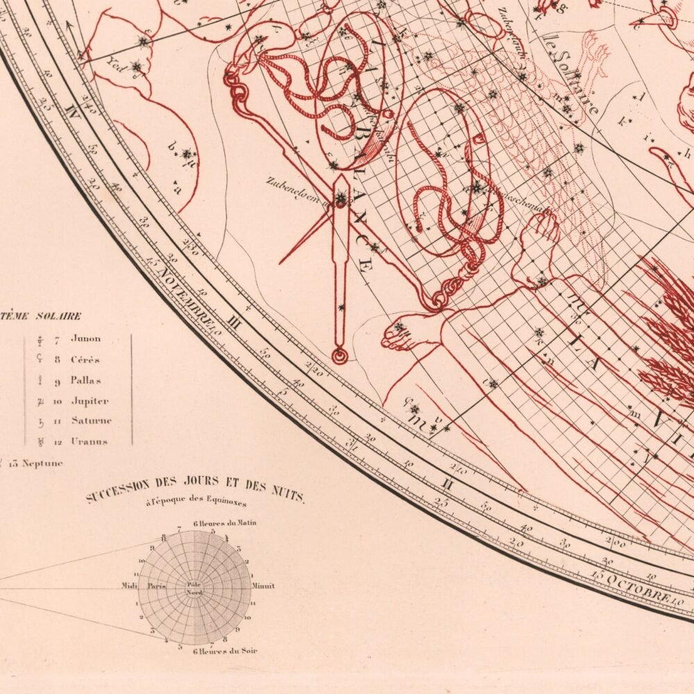 Old Celestial Map Vintage Astronomy 1876 Vintage Map | Vintage Poster Wall Art Print | | Map Gift | Anniversary gift | Housewarming Gift