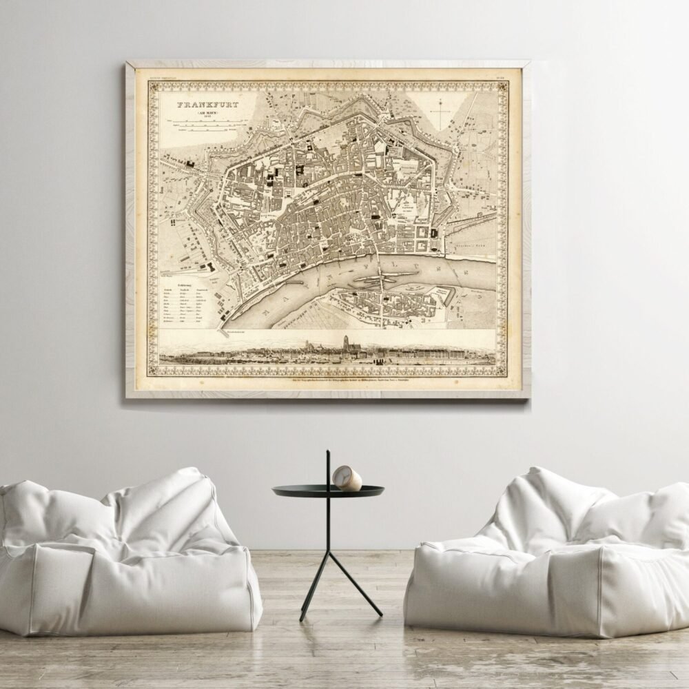 Old Map of Frankfurt Germany 1845 Vintage Map | Vintage Poster Wall Art Print | Wall Map Print | Old Map Print | Map Gift| Housewarming Gift