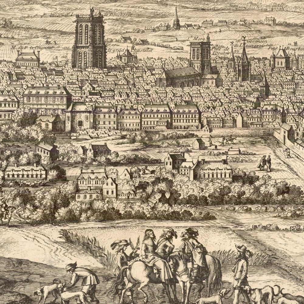 Beautiful Panoramic View of Paris 1669 France Vintage Gravure of Paris | Vintage Poster Wall Art Print | Wall Map Print | Old Map Print