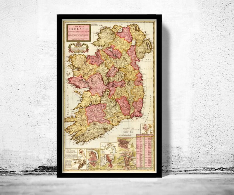 Beautiful Old Map of Ireland 1740 Vintage Map | Vintage Poster Wall Art Print | Wall Map Print | Old Map Print | Map Gift| Housewarming Gift