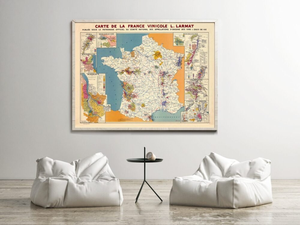 Old France Wine Chart 1949 Carte Vinicole de La France | Vintage Poster Wall Art Print | Wall Map Print | Old Map Print | Map Gift