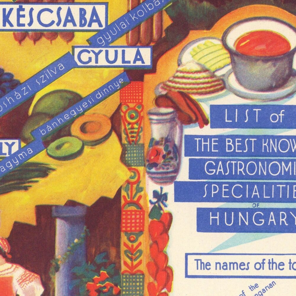 Old Gastronomic Poster Hungary 1935 Food map Vintage Poster | Vintage Poster Wall Art Print | Wall Map Print | | Map Gift| Housewarming Gift