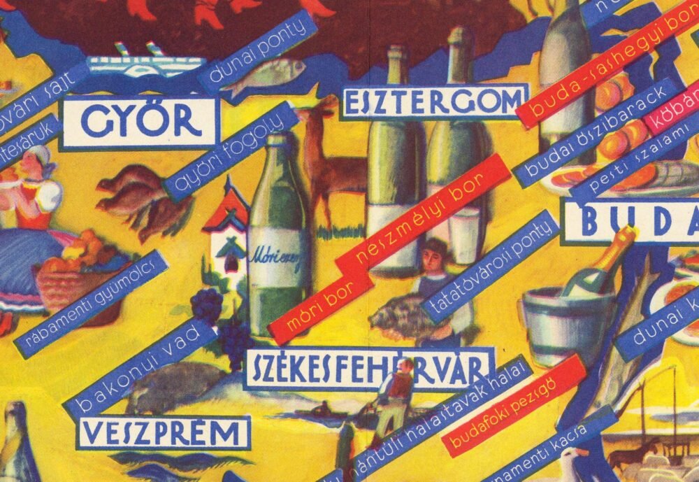 Old Gastronomic Poster Hungary 1935 Food map Vintage Poster | Vintage Poster Wall Art Print | Wall Map Print | | Map Gift| Housewarming Gift