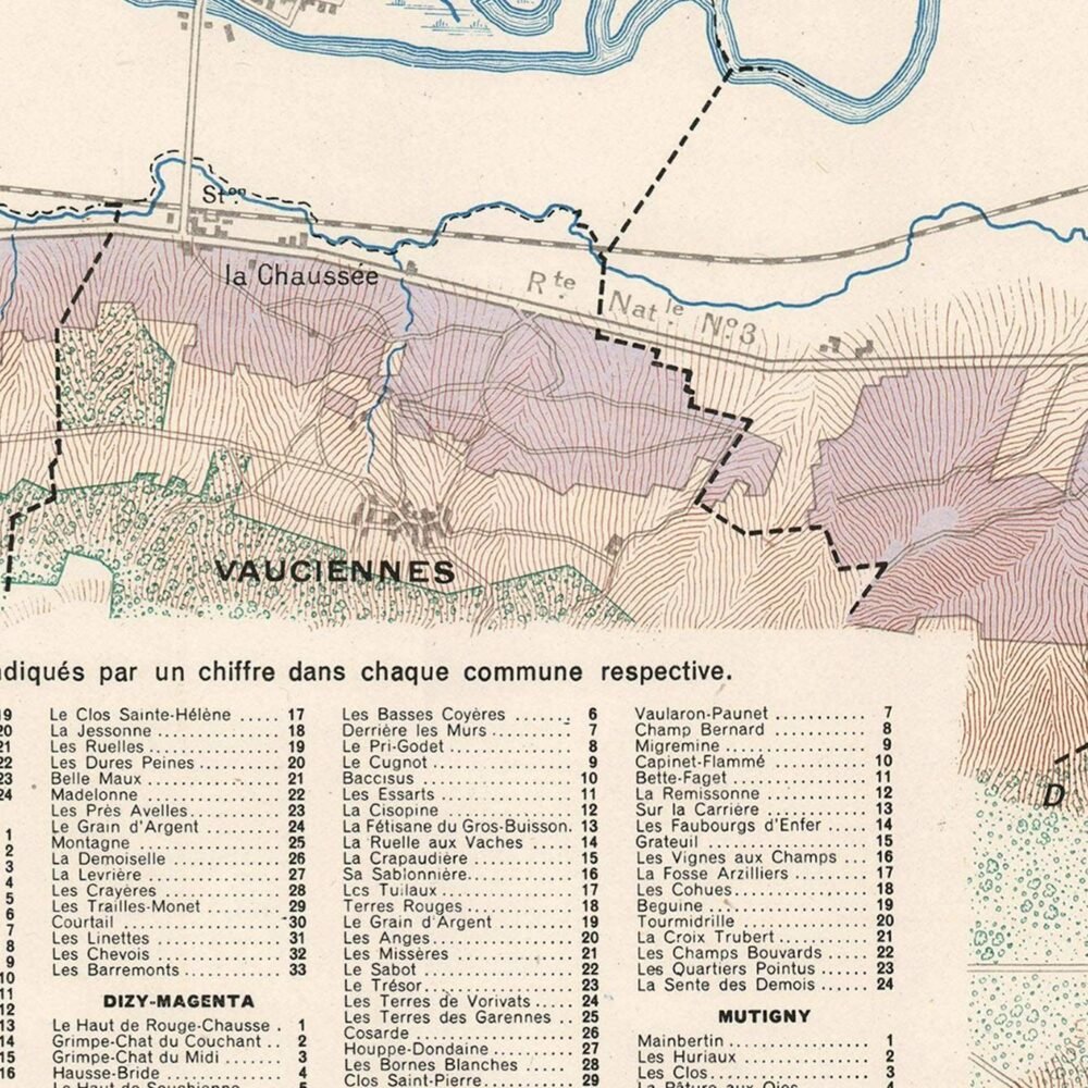 Old France Wine Chart Champagne Carte Vinicole de La Champagne 1944 | Vintage Poster Wall Art Print | Wall Map Print | Old Map Print