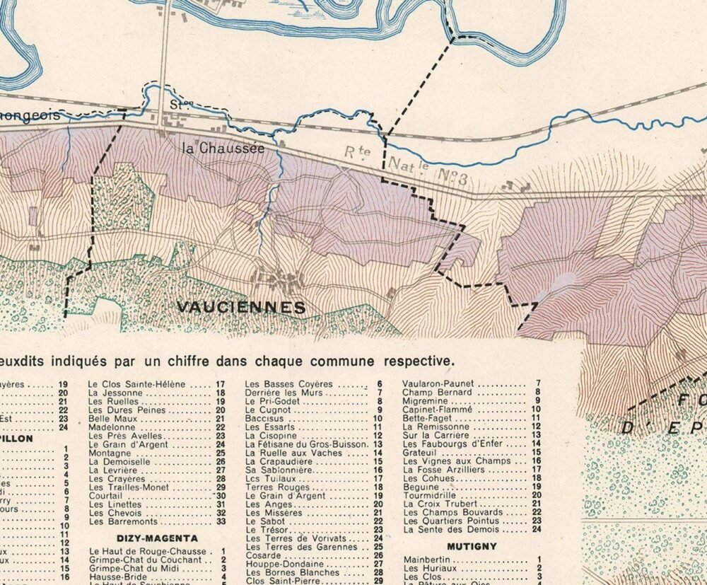 Old France Wine Chart Champagne Carte Vinicole de La Champagne 1944 | Vintage Poster Wall Art Print | Wall Map Print | Old Map Print