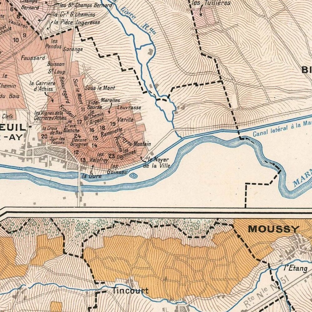 Old France Wine Chart Champagne Carte Vinicole de La Champagne 1944 | Vintage Poster Wall Art Print | Wall Map Print | Old Map Print