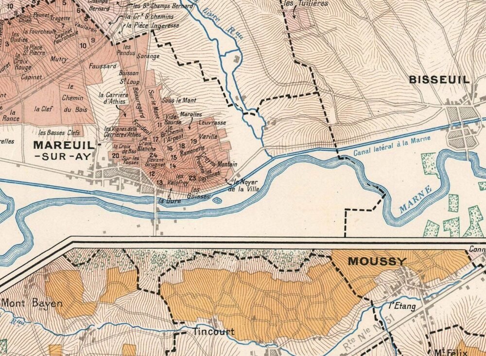 Old France Wine Chart Champagne Carte Vinicole de La Champagne 1944 | Vintage Poster Wall Art Print | Wall Map Print | Old Map Print