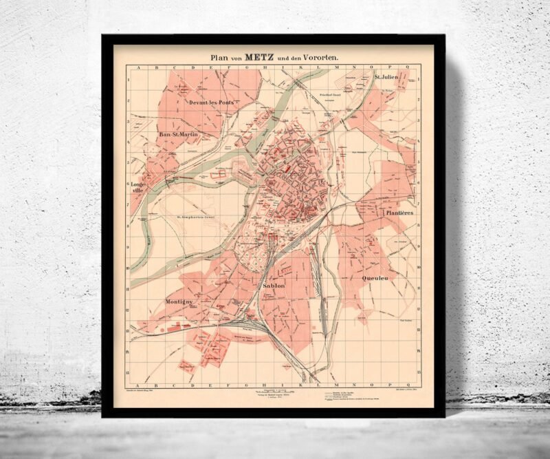 Old Map of Metz France 1904 Vintage Map | Vintage Poster Wall Art Print | Wall Map Print | Old Map Print | Map Gift | Anniversary gift