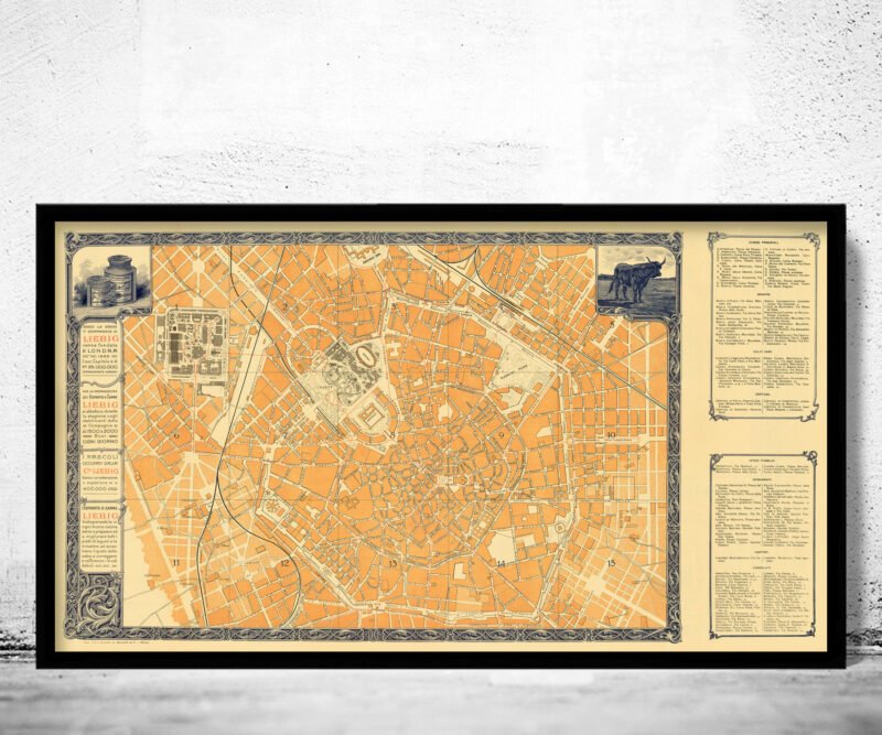 Old Map of Milan Milano 1906 Italy Vintage Map | Vintage Poster Wall Art Print | Wall Map Print | Old Map Print | Map Gift