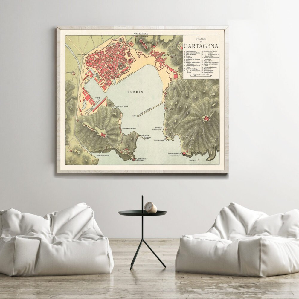 Old Map of Cartagena Spain 1900 Vintage Map | Vintage Poster Wall Art Print | Wall Map Print | Old Map Print | Map Gift | Anniversary gift