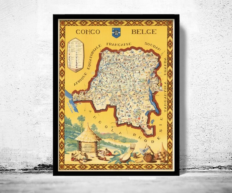 Old Map of Belgian Congo Congo Belge Central Africa 1949 | Vintage Poster Wall Art Print | Wall Map Print | Old Map Print | Map Gift