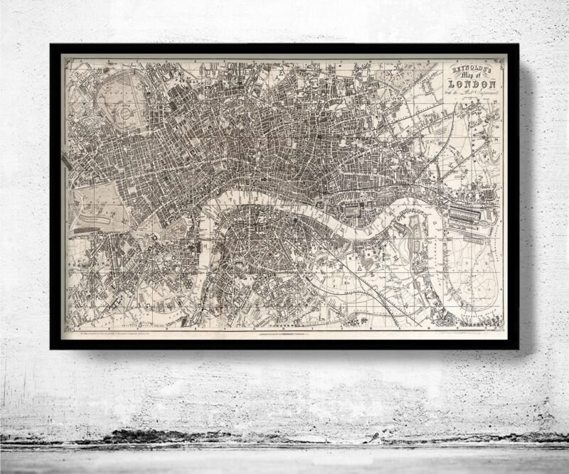 Old Map of London 1851 Vintage Map of London | Vintage Poster Wall Art Print | Wall Map Print | Old Map Print | Map Gift | Anniversary gift