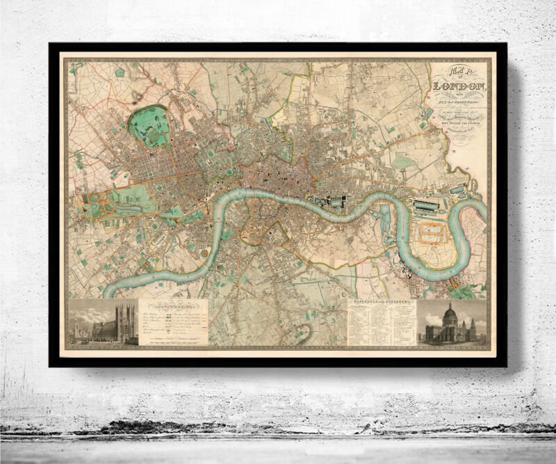 Victorian Old London Map 1830, England | Vintage Poster Wall Art Print | Wall Map Print | Old Map Print | Map Gift | Anniversary gift