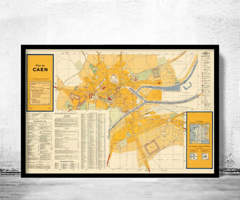 Old Map of Caen France 1942 Vintage Map | Vintage Poster Wall Art Print | Wall Map Print | Old Map Print | Map Gift | Anniversary gift