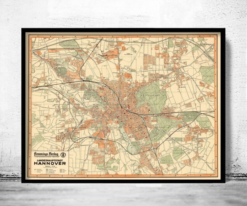 Old Map of Hanover Germany 1949 Hanover | Vintage Poster Wall Art Print | Wall Map Print | Old Map Print | Map Gift | Anniversary gift