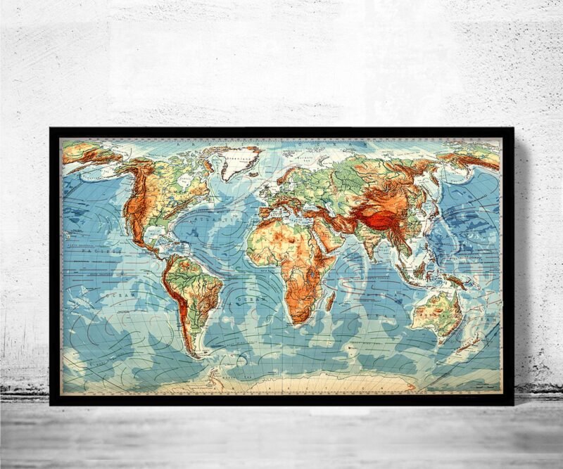 Great World Map Vintage Atlas Mercator projection Vintage Map | World Map Gift World Map Print | Vintage World Map | World Map Wall Art