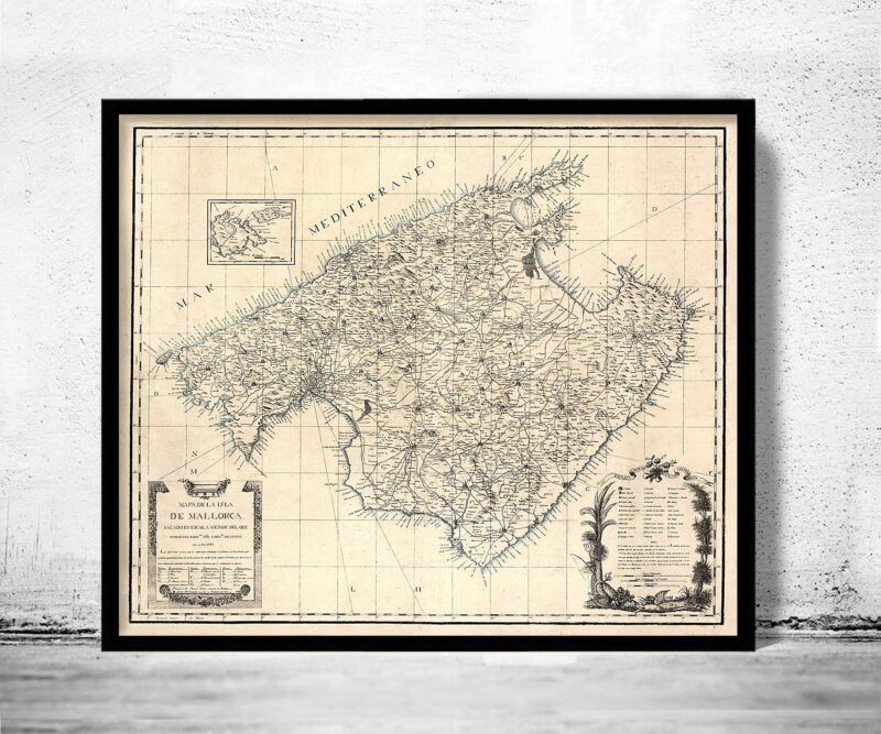 Old Map of Mallorca Maiorca Majorca 1814 Vintage Map | Vintage Poster Wall Art Print | Wall Map Print | Old Map Print | Map Gift