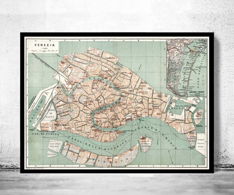 Old Map of Venice Italy 1886 Vintage Map | Vintage Poster Wall Art Print | Wall Map Print | Old Map Print | Map Gift | Anniversary gift