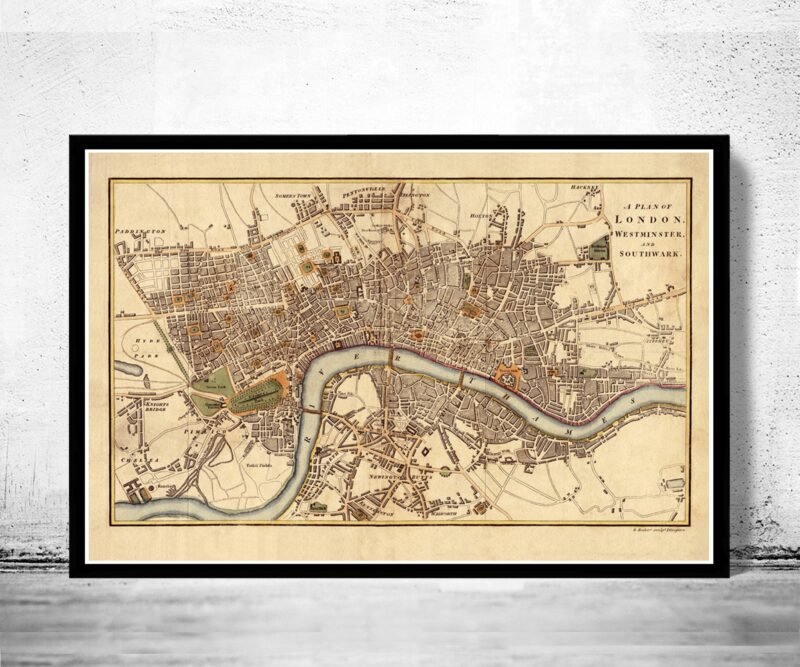 Old Map of London , England United Kingdom 1807 | Vintage Poster Wall Art Print | Wall Map Print | Old Map Print | Map Gift