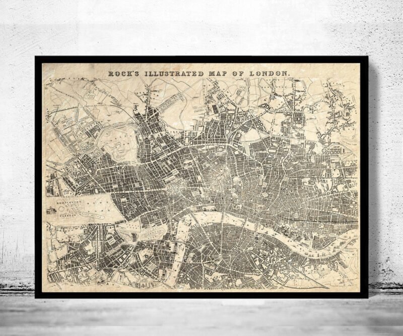 Old Map of London England 1845 Vintage Map of London | Vintage Poster Wall Art Print | Wall Map Print | Old Map Print | Map Gift