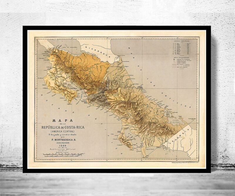 Old Map of Costa Rica 1889 Vintage Map Costa Rica Gift | Vintage Poster Wall Art Print | Wall Map Print | Old Map Print | Map Gift