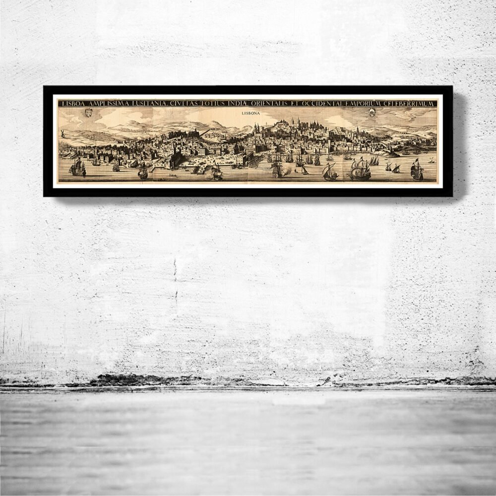 Old Map of Lisbon Lisboa Portugal 1709 Antique Panoramic | Vintage Poster Wall Art Print | Wall Map Print | Old Map Print | Map Gift