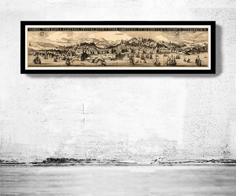 Old Map of Lisbon Lisboa Portugal 1709 Antique Panoramic | Vintage Poster Wall Art Print | Wall Map Print | Old Map Print | Map Gift