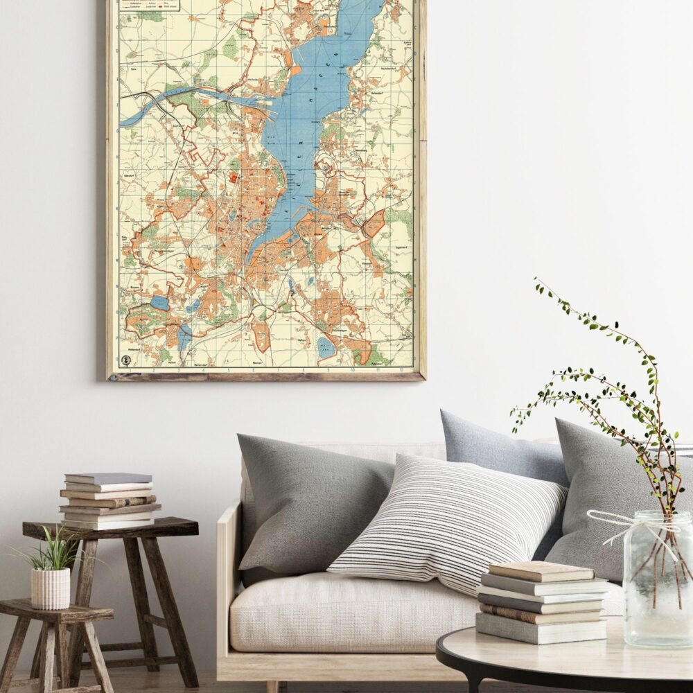 Old Map of Kiel Germany 1949 Vintage Map | Vintage Poster Wall Art Print | Wall Map Print | Old Map Print | Map Gift | Anniversary gift