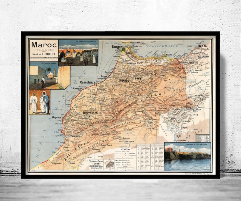 Old Map of Morocco Le Maroc 1925 Vintage Map | Vintage Poster Wall Art Print | Vintage Map of Morocco Wall Map Print | Old Map Print