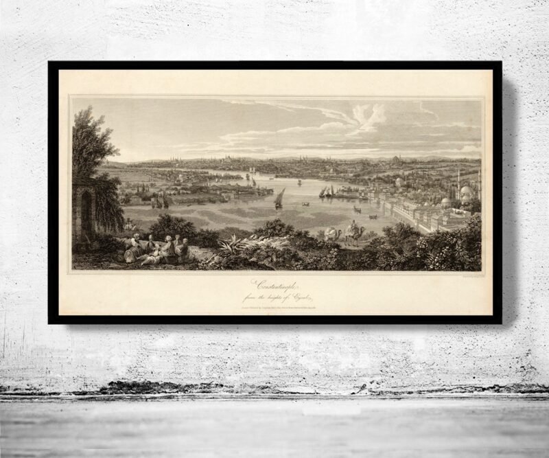 Old Constantinople Istanbul Panoramic View 1811 | Vintage Poster Wall Art Print | | Map Gift | Anniversary gift | Housewarming Gift