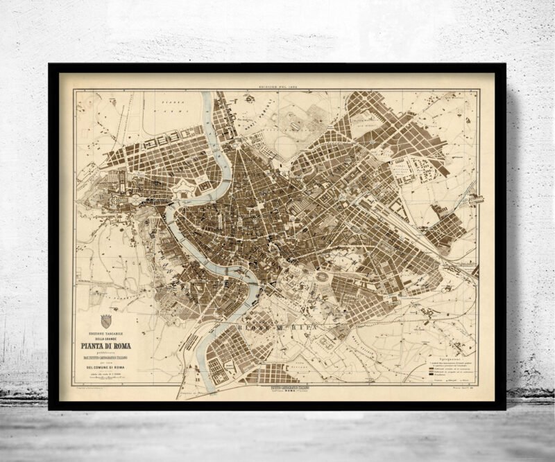 Vintage Map of Rome Roma, Italia 1892 Old Map of Rome | Vintage Poster Wall Art Print | Wall Map Print | Old Map Print | Map Gift