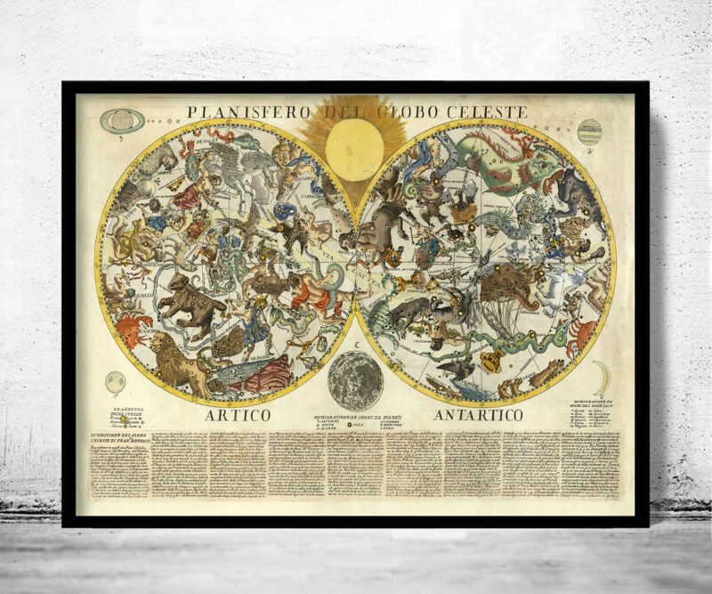 Old Celestial Map Vintage Astronomy 1700 Vintage Map | Vintage Poster Wall Art Print | | Map Gift | Anniversary gift | Housewarming Gift