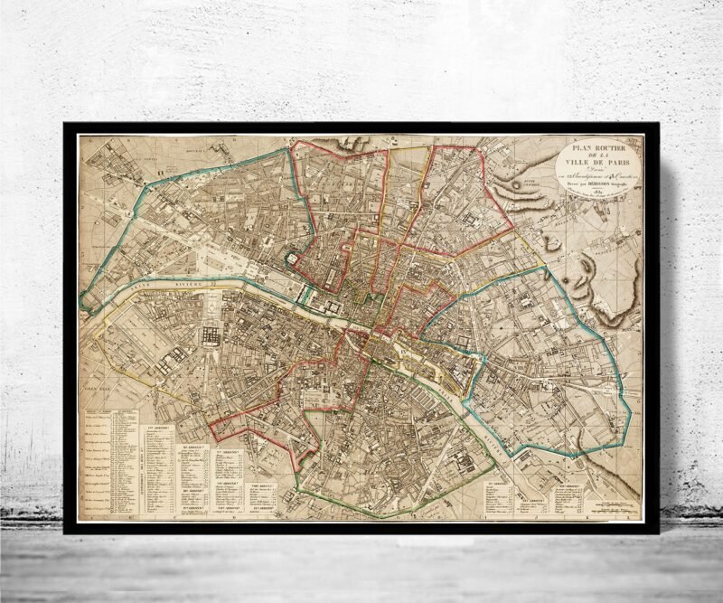 Old Map of Paris 1832 France Vintage Paris Map | Vintage Poster Wall Art Print | Wall Map Print | Old Map Print | Map Gift