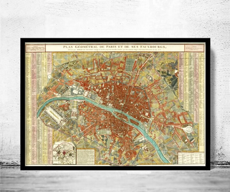 Old Map of Paris 1797 Vintage Map of Paris | Paris Wall Map | Vintage Poster Wall Art Print | Wall Map Print | Old Map Print | Map Gift