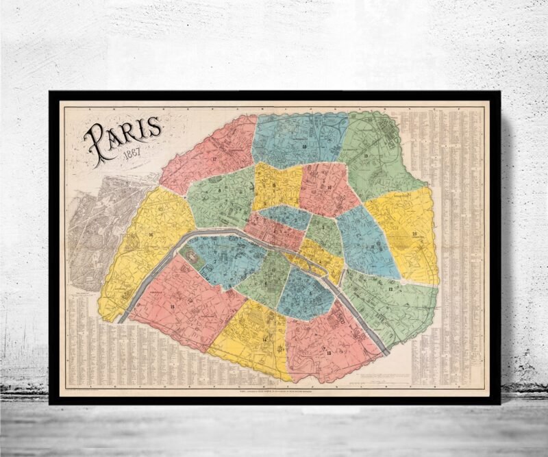 Old Map of Paris 1867 France Vintage Paris Plan | Vintage Poster Wall Art Print | Wall Map Print | Old Map Print | Map Gift