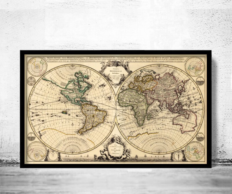 Beautiful Old World Map 1703 Vintage World Map | Wall Map Print | World Map Wall Art | Map Gift | Anniversary gift | Housewarming Gift