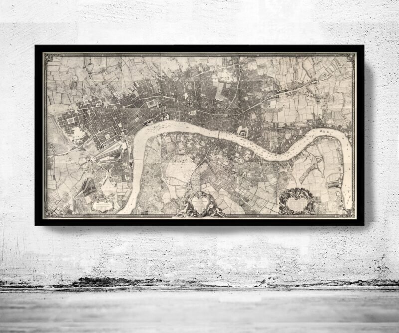 Old Map of London 1746 John Rocque Vintage Map of London | Vintage Poster Wall Art Print | Wall Map Print | Old Map Print | Map Gift