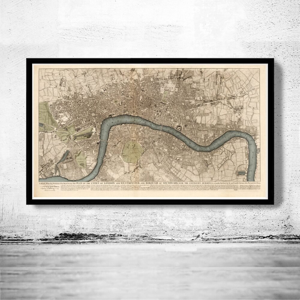 Old Map of London 1749 Vintage Map of London | Vintage Poster Wall Art Print | Wall Map Print | Old Map Print | Map Gift | Anniversary gift